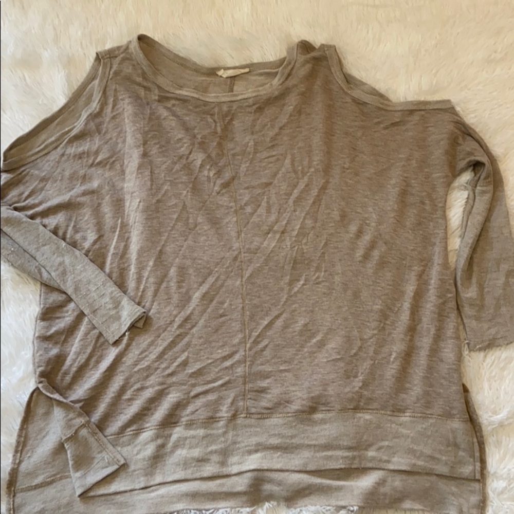 Tan cold shoulder top